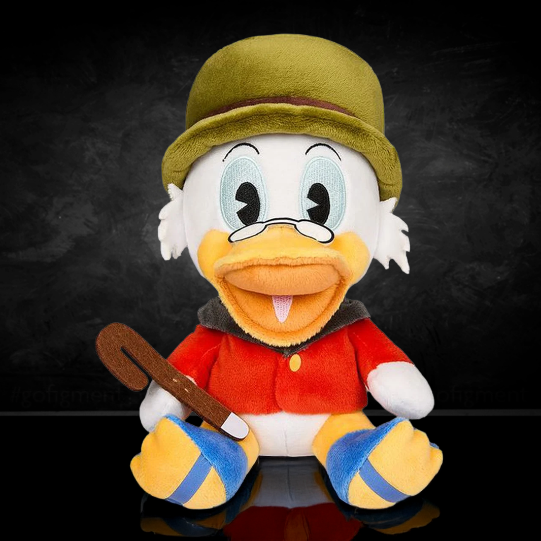 Scrooge McDuck DuckTales Disney Phunny Plush Kidrobot 7.5” new with tags, red jacket and olive green hat collectible toy