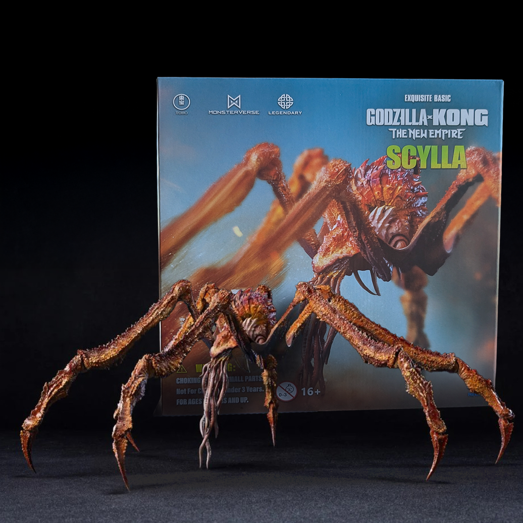 Scylla Godzilla x Kong The New Empire Hiya Toys Exquisite Basic Action Figure NIB posed with detailed spider-like limbs