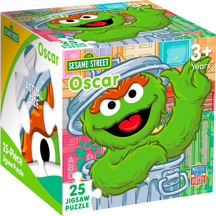 Master Pieces Sesame Street Oscar the Grouch 25 piece jigsaw puzzle for ages 3 and up in colorful packaging