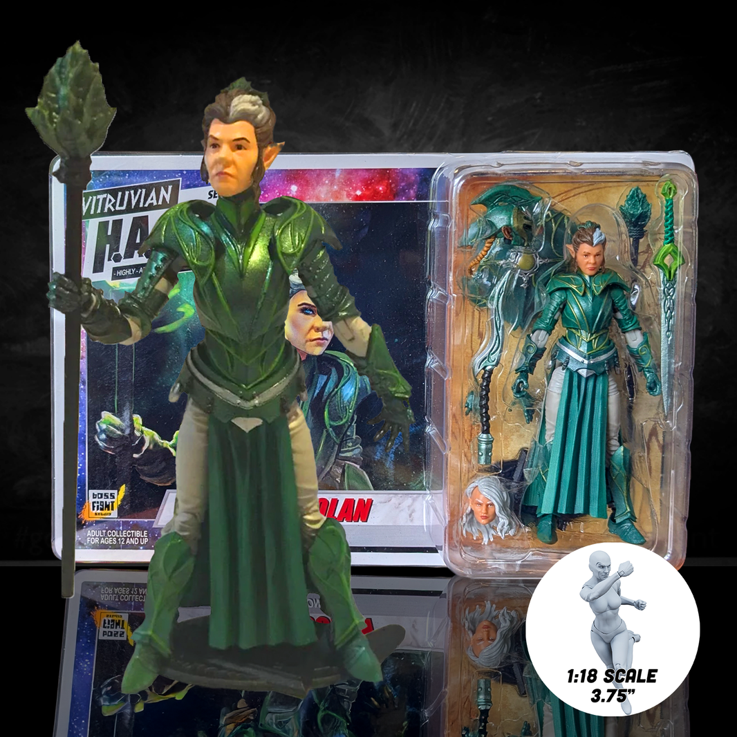 Solan: Elven Queen -Vitruvian H.A.C.K.S. 1:18 Scale Action Figure by Boss Fight Studio Llc with staff and interchangeable heads