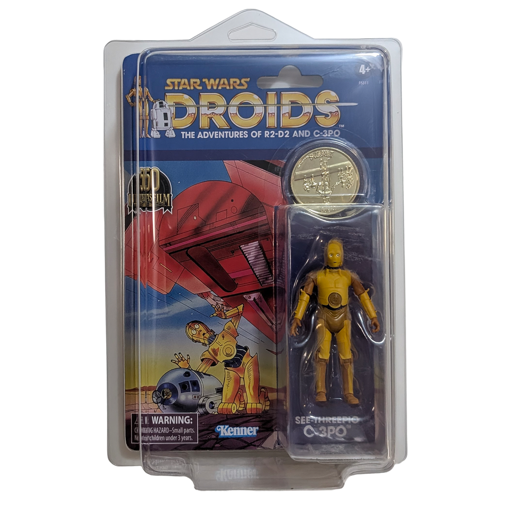 Hasbro C-3PO from Droids 1:18 | 3.75" Star Wars The Vintage Collection Action Figure with coin and case