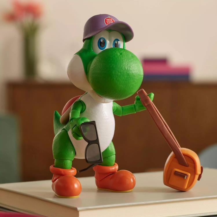 The Super Mario Galaxy Movie 5-Inch Scale Set of 4 Action Figures by JAKKS PACIFIC featuring detailed Yoshi figure with accessories.