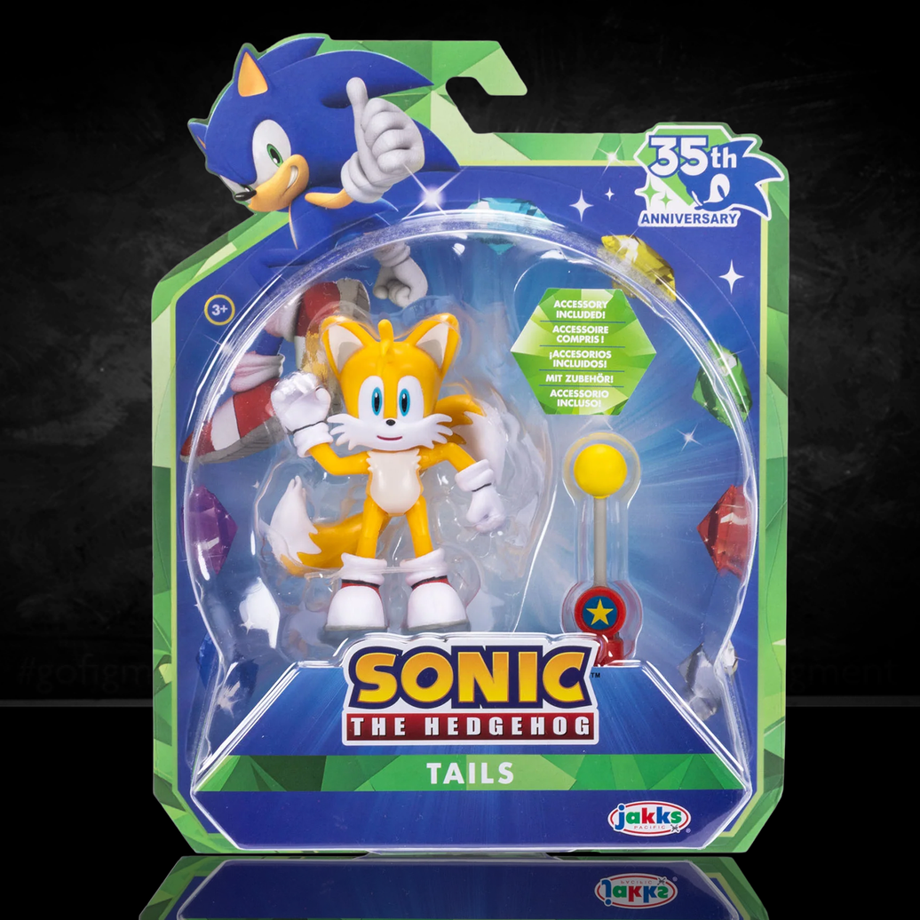 Tails Sonic the Hedgehog Collector's 35th Anniversary Edition Action Figure – 4in Articulated Figure Wave 23 by Jakks Pacific packaging