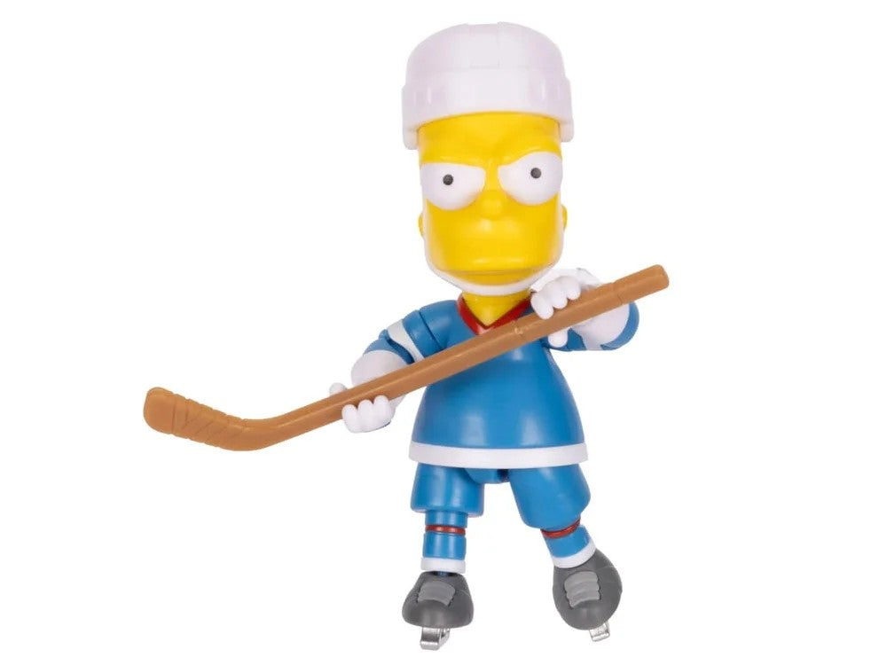 5-inch Jakks Pacific Simpsons Bart Simpson hockey action figure in blue uniform with helmet and stick