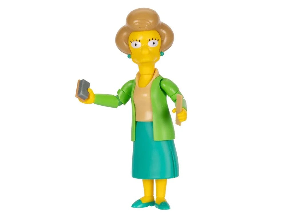 Jakks Pacific The Simpsons Edna Krabappel 5-inch action figure holding chalk and eraser poseable toy