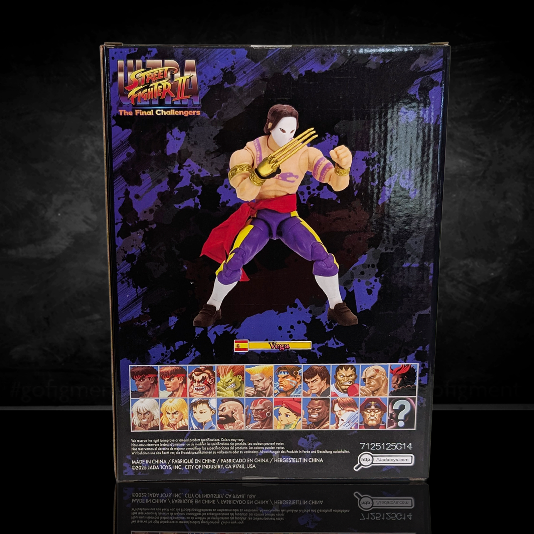 The Spanish Ninja: Ultra Street Fighter II Vega 6-Inch Action Figure by Jada Toys, new in box with detailed character art on packaging