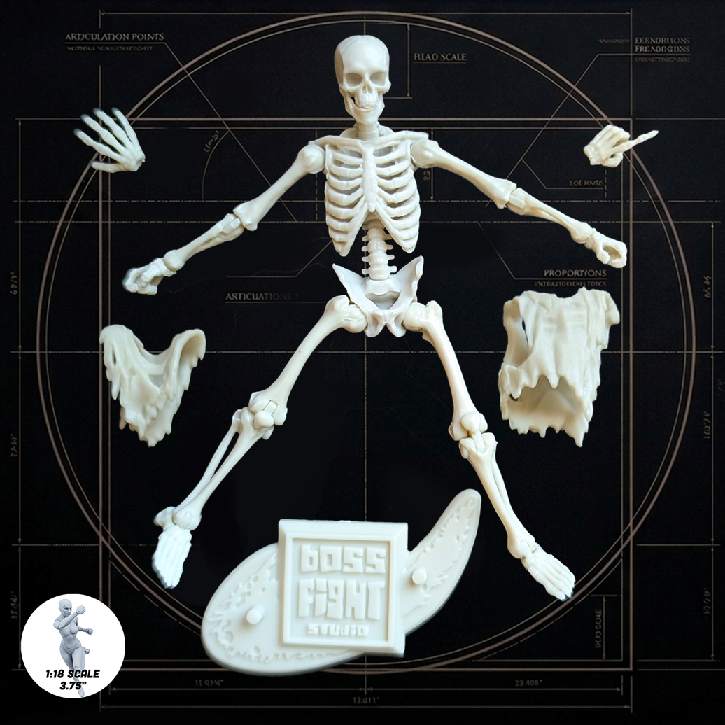 Bone White Skeleton Vitruvian H.A.C.K.S. Customizer Series Action Figure Blank 1:18 Scale by Boss Fight Studio Llc new in box.