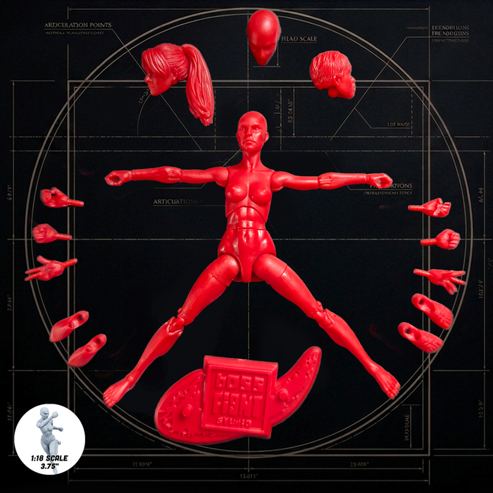 Vitruvian H.A.C.K.S. Superhero Red Blanks Female Action Figure – 1/18 Scale Collectible by Boss Fight Studio Llc new in box