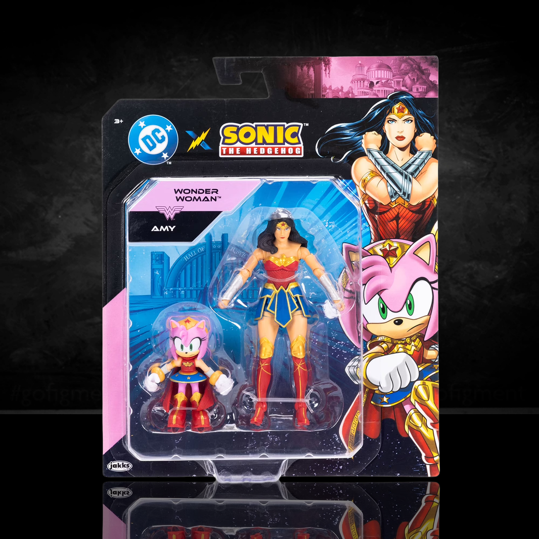 DC x Sonic the Hedgehog Amy as Wonder Woman & Wonder Woman 2-Pack Action Figures - Heroic Collectibles by Jakks Pacific new in box