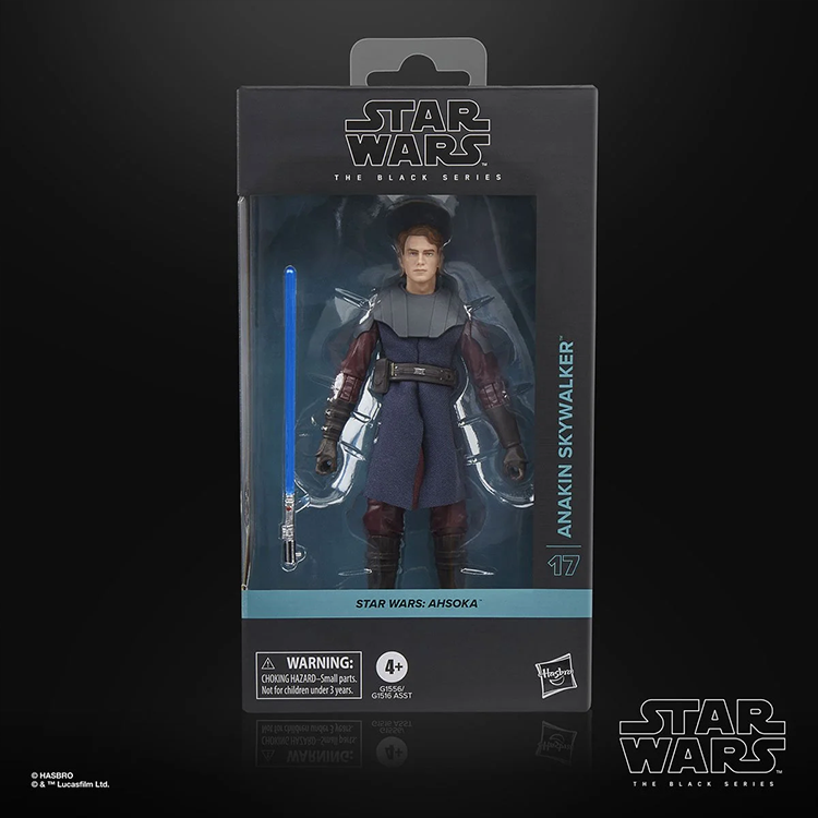 Hasbro Star Wars Black Series Anakin Skywalker action figure in window box with blue lightsaber accessory