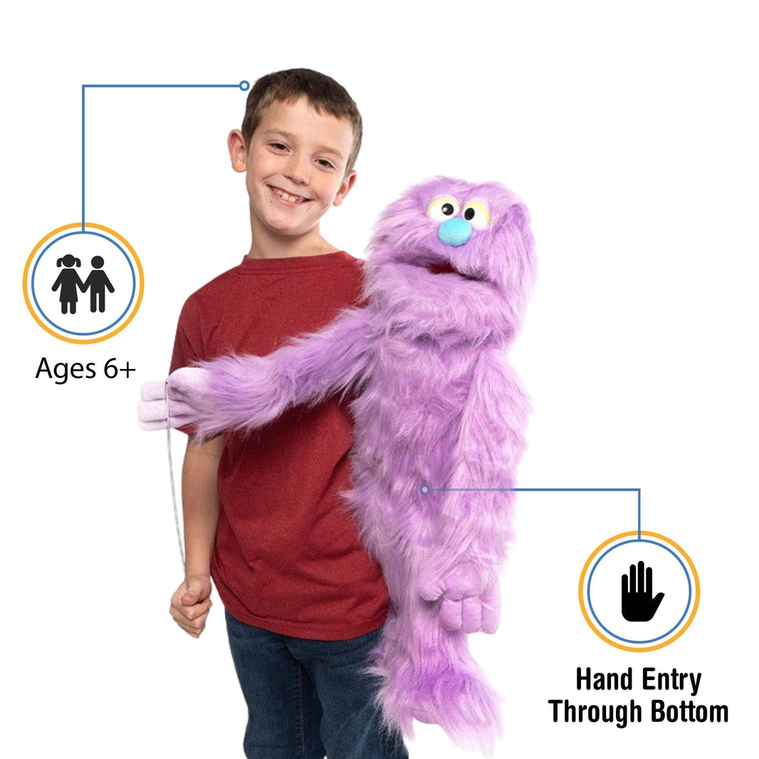 Silly Puppets - Silly Puppets Monster, Purple (30") plush puppet with soft purple fur and bottom hand entry by Silly Puppets