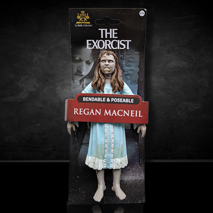 The Noble Collection Regan MacNeil bendable figure from The Exorcist in original packaging with detailed face and blue nightgown