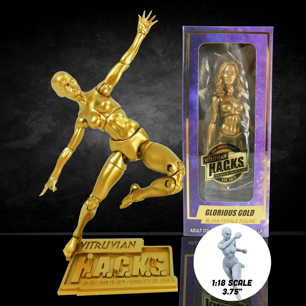 Gold Female Blank Action Figure 10th Anniversary Vitruvian H.A.C.K.S. by Boss Fight Studio Llc new in box collectible