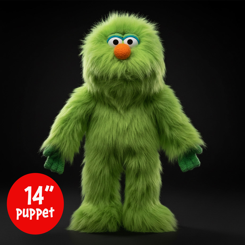 Silly Puppets Zonk Green Monster Puppet - 14" Furry Puppet with Movable Mouth & Hands by Silly Puppets new condition