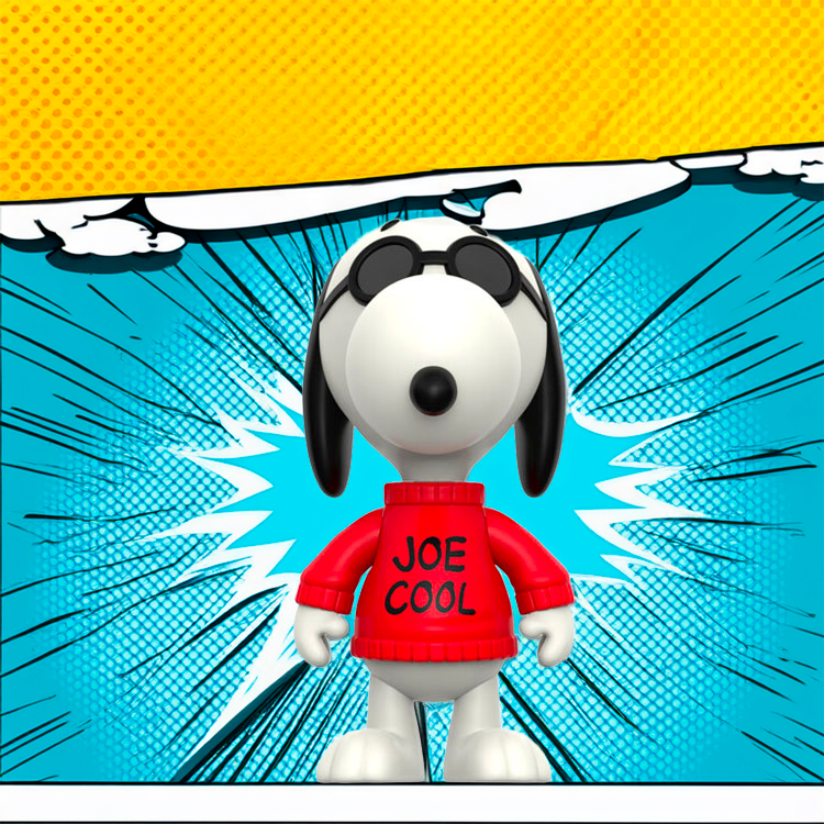 Snoopy Joe Cool ReAction Figure 3.75 inch standing with sunglasses and red Joe Cool sweater by Super7