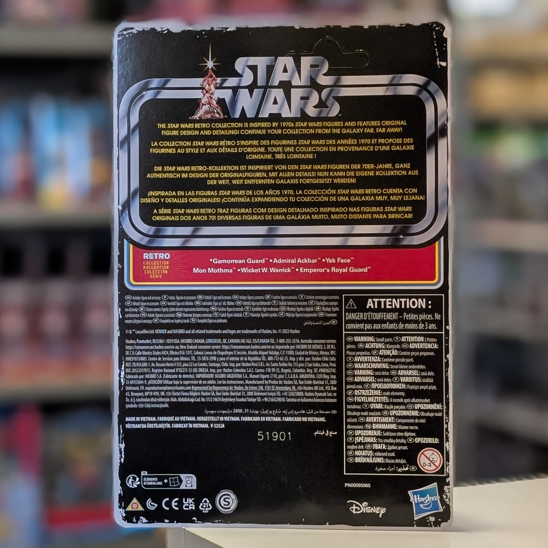 Kenner Star Wars Retro Collection Mon Mothma 3.75-inch action figure packaging back view with character list and details