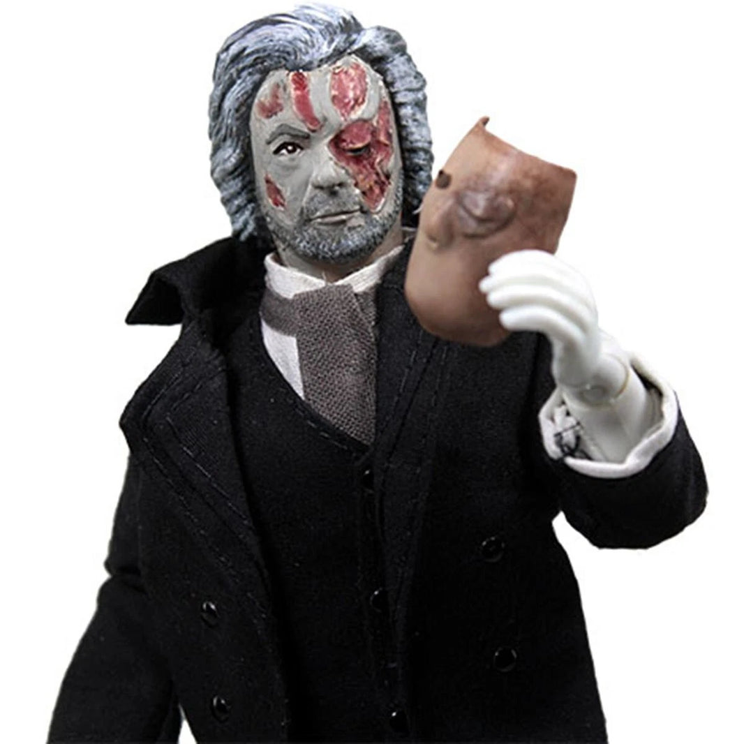 The Phantom of the Opera 1962 Retro Style Articulated Mego Action Figure 8 inch by Mego holding a mask