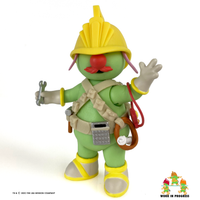 Boss Fight Studio Llc Fraggle Rock Flange Doozer figure with yellow helmet, tool belt, and construction accessories on white background