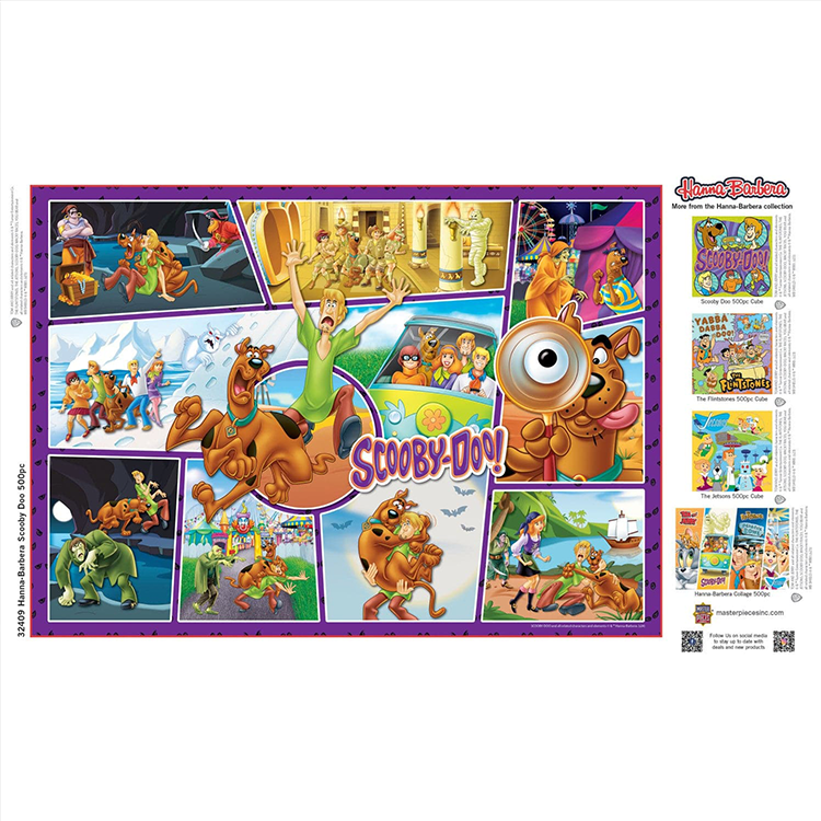 Hanna Barbera Scooby Doo 500 piece puzzle artwork with characters and Master Pieces branding on white border