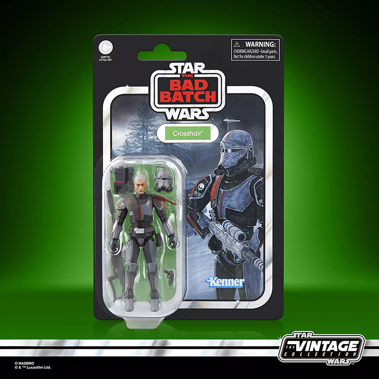 Kenner Star Wars Vintage Collection Crosshair action figure in classic packaging with character illustration and weapons