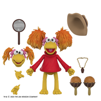 Boss Fight Studio Llc Fraggle Rock Red figure with red sweater, orange hair, interchangeable hands, hat, magnifying glass, and maracas accessories