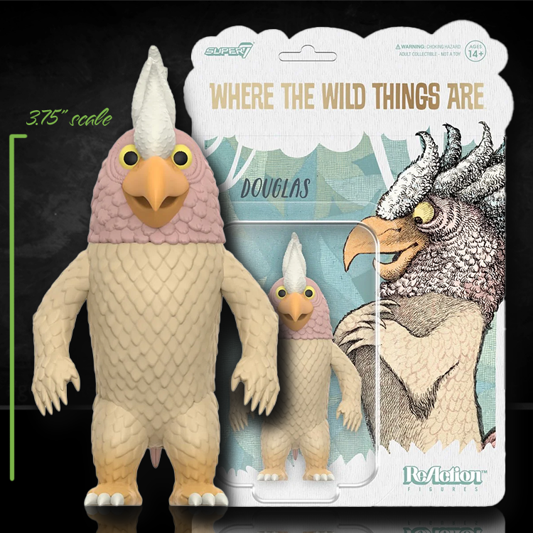 3.75 inch Super7 ReAction figure of Douglas from Where The Wild Things Are with vintage style cardback art