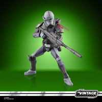 3.75 inch Kenner style Crosshair action figure from Star Wars Vintage Collection with sniper rifle on green background