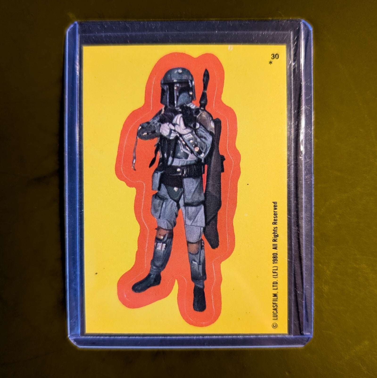 1980 Topps Empire Strikes Back Boba Fett sticker card in protective case by Go Figment