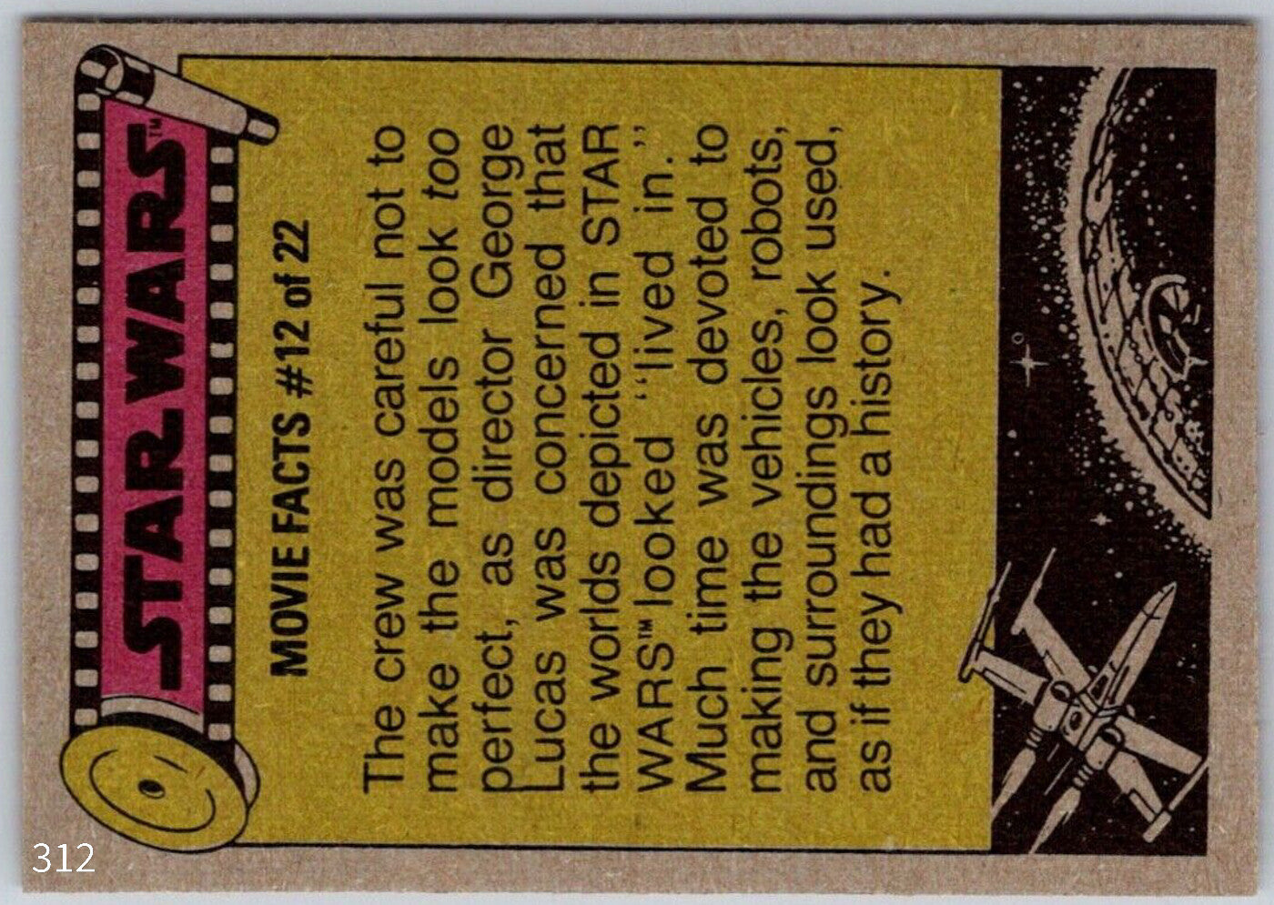 1977 Go Figment TOPPS Star Wars Movie Facts card #12 of 22 from Orange Series 4 trading cards set