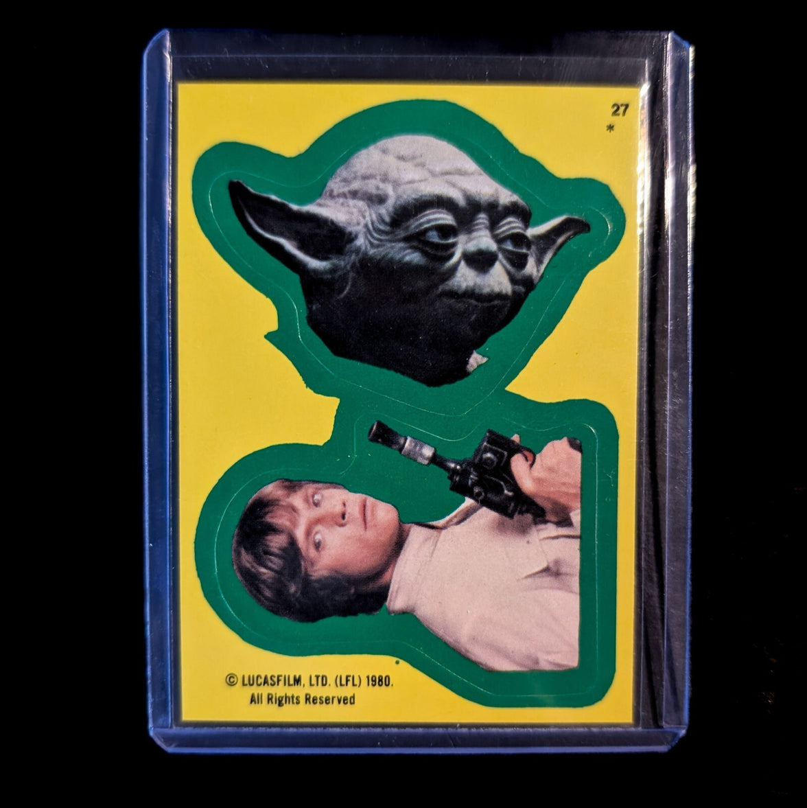 1980 Topps Empire Strikes Back Yoda and Luke Skywalker sticker in protective sleeve by Go Figment