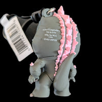 Back view of Monogram Godzilla 3D foam bag clip keychain from Godzilla-Kong New Empire detailed with pink dorsal plates