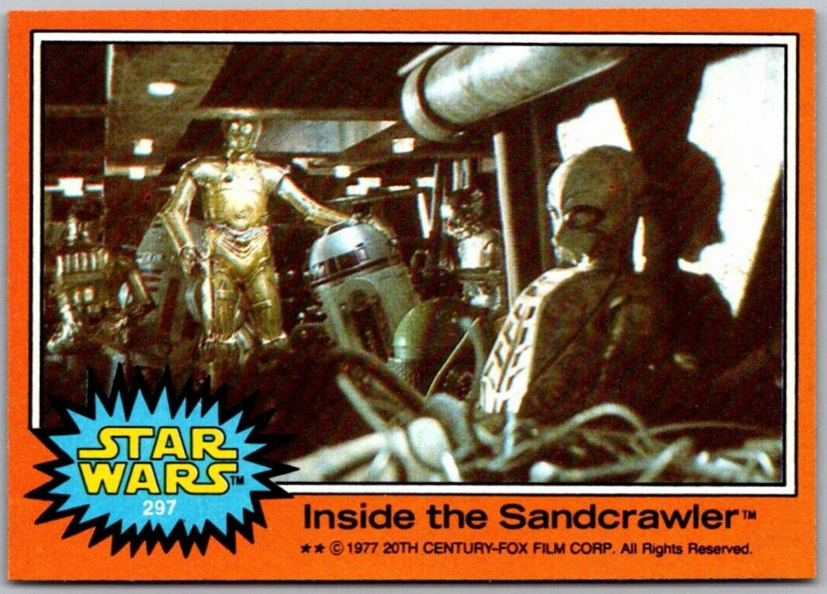 1977 TOPPS STAR WARS Orange Series 4 trading card 297 Inside the Sandcrawler by Go Figment