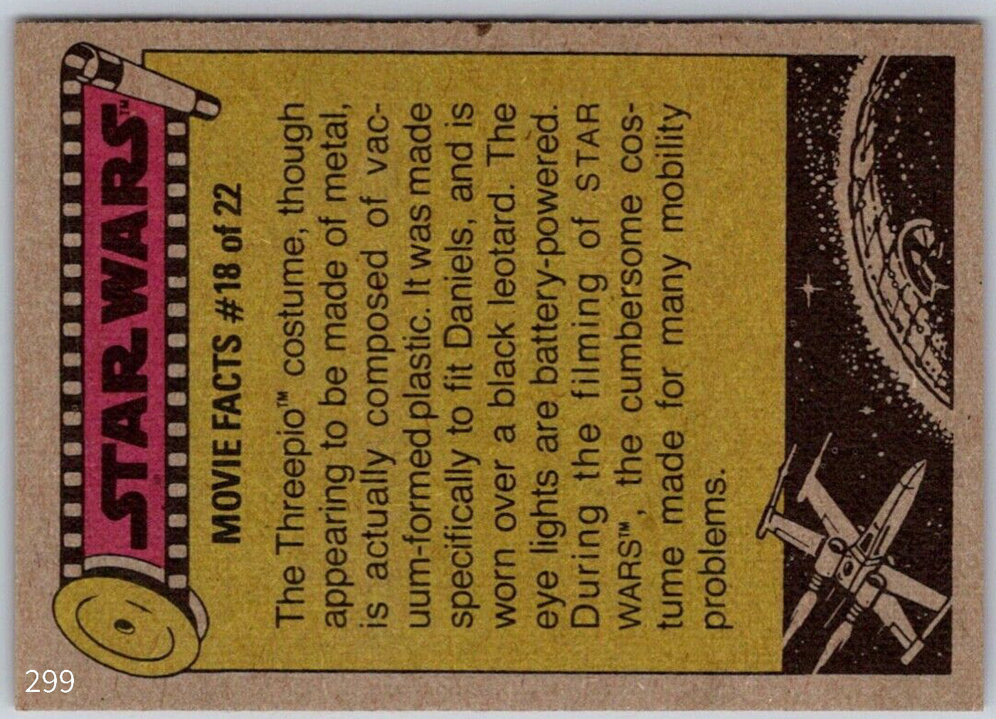 1977 Go Figment TOPPS STAR WARS Orange Series 4 trading card Movie Facts Threepio #18 of 22