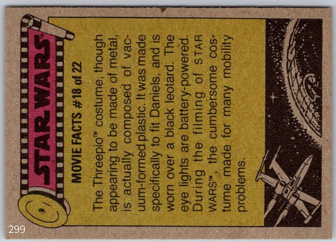 1977 Go Figment TOPPS STAR WARS Orange Series 4 trading card Movie Facts Threepio #18 of 22