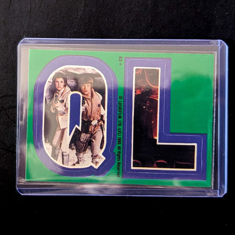 1980 Topps Empire Strikes Back letter stickers Q and L featuring Leia and Han, vintage collectible by Go Figment
