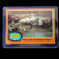 1977 TOPPS STAR WARS Orange Series 4 trading card Han and the Rebel Pilots in protective sleeve by Go Figment