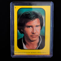 1983 Topps Return of the Jedi Han Solo vintage sticker card in protective sleeve sold by Go Figment