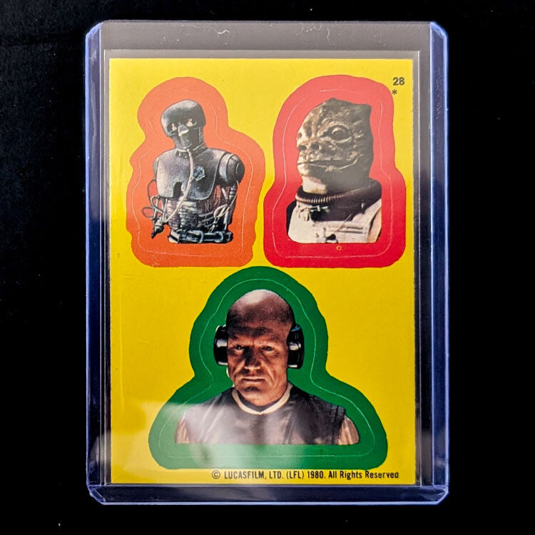1980 Topps Empire Strikes Back vintage sticker card featuring Star Wars characters by Go Figment