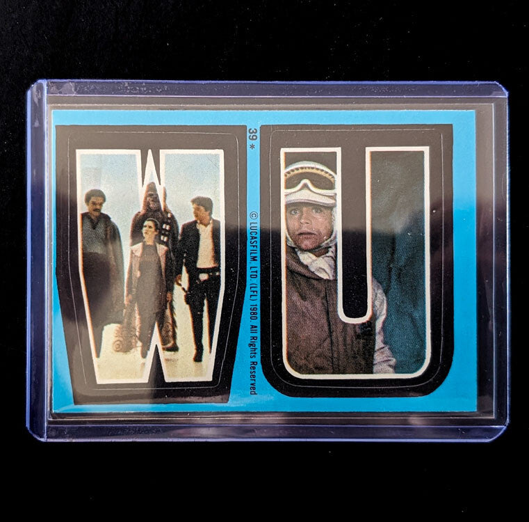 1980 TOPPS Empire Strikes Back vintage sticker featuring characters and letters W and U from Go Figment collection