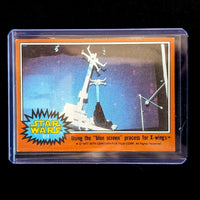 1977 TOPPS STAR WARS trading card 312 orange border showing blue screen process for X-wings by Go Figment