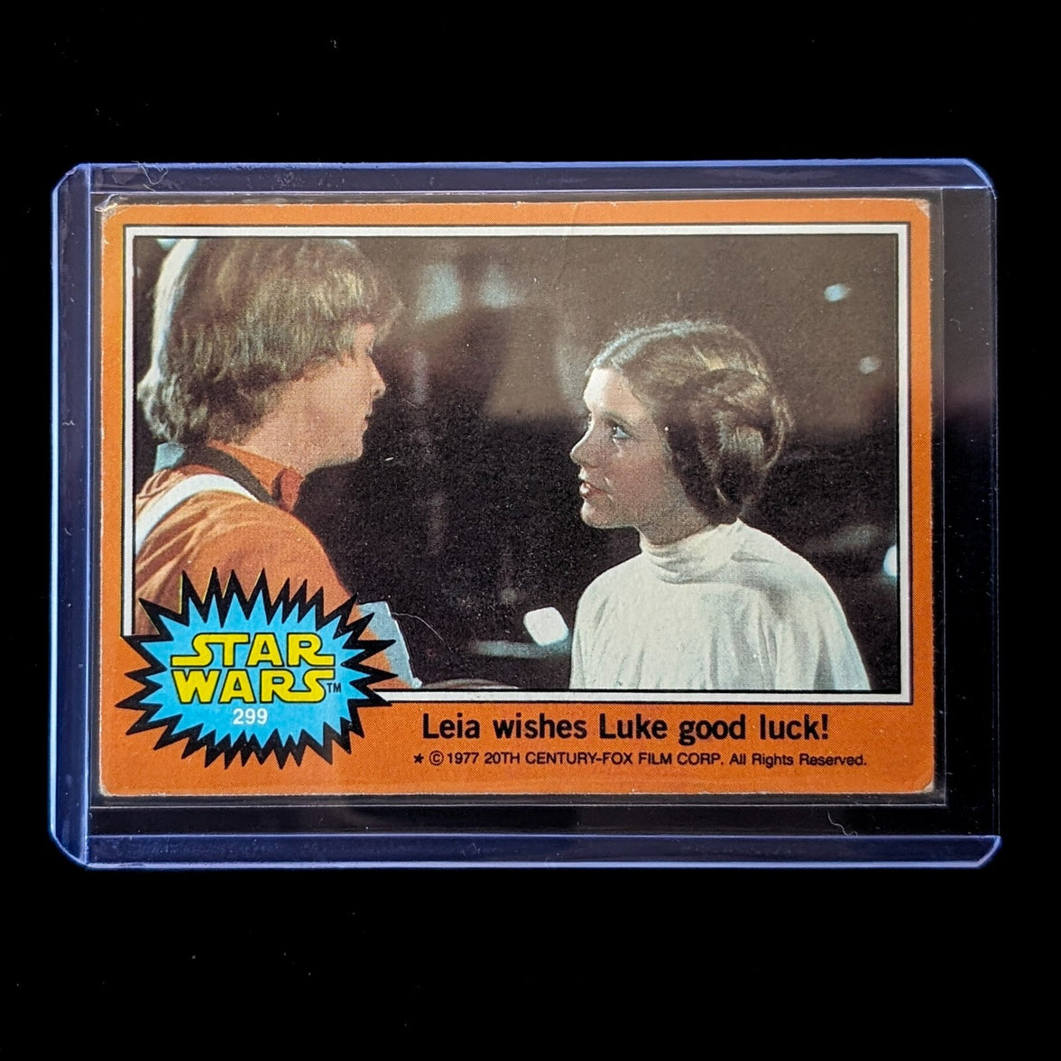 1977 Go Figment Topps Star Wars orange series 4 trading card Leia wishes Luke good luck scene