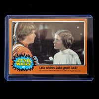 1977 Go Figment Topps Star Wars orange series 4 trading card Leia wishes Luke good luck scene
