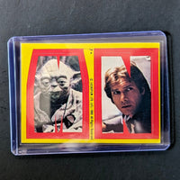 1980 TOPPS Empire Strikes Back sticker featuring Yoda and Han Solo, vintage collectible from Go Figment