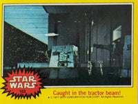 1977 Topps Star Wars yellow border Series 3 trading card 163 Caught in the tractor beam scene