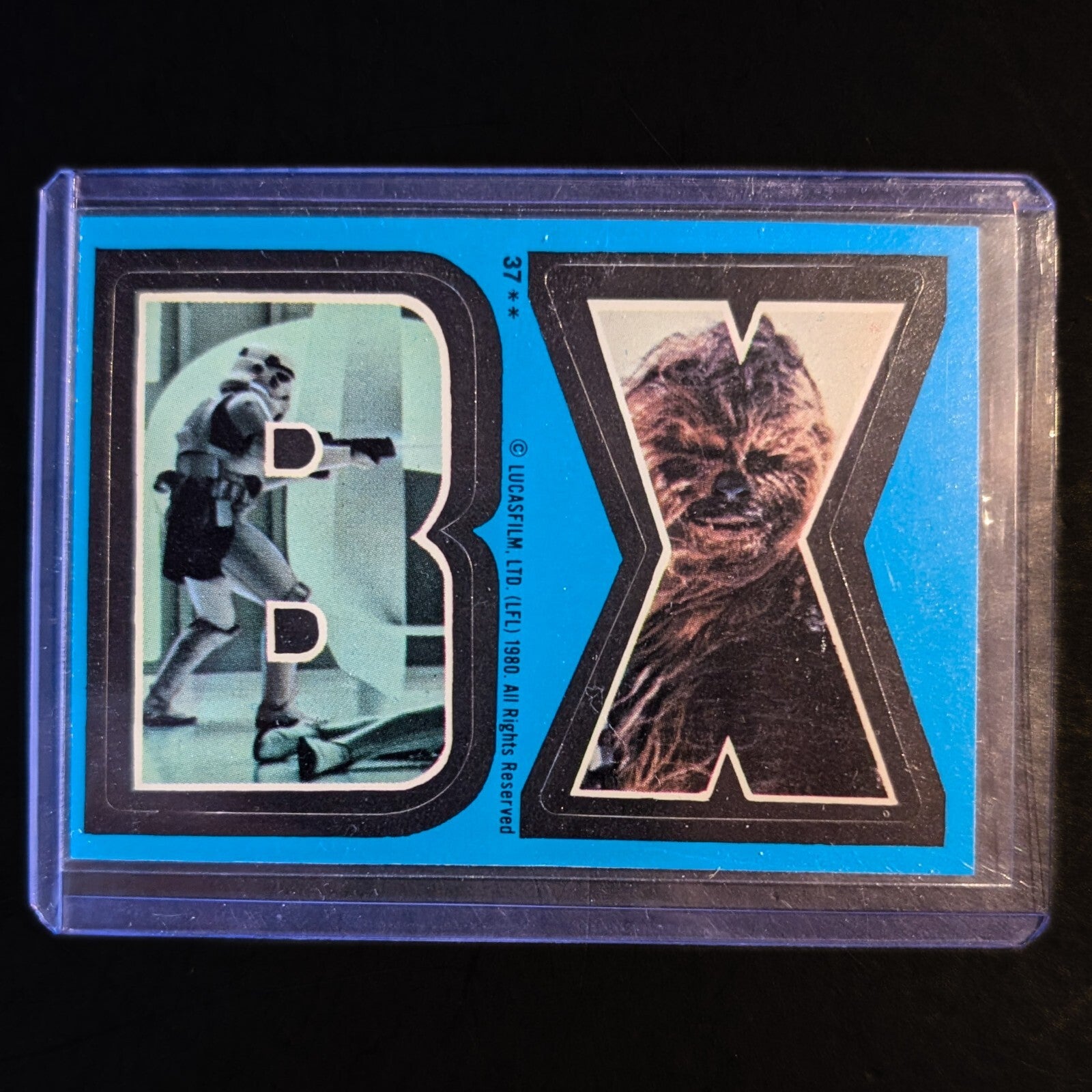 1980 Go Figment Star Wars Empire Strikes Back vintage sticker letters B and X featuring Stormtrooper and Chewbacca