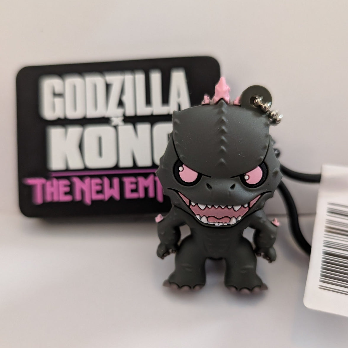 Monogram Evolved Godzilla 3D foam bag clip keychain with pink eyes from Godzilla Kong New Empire collection