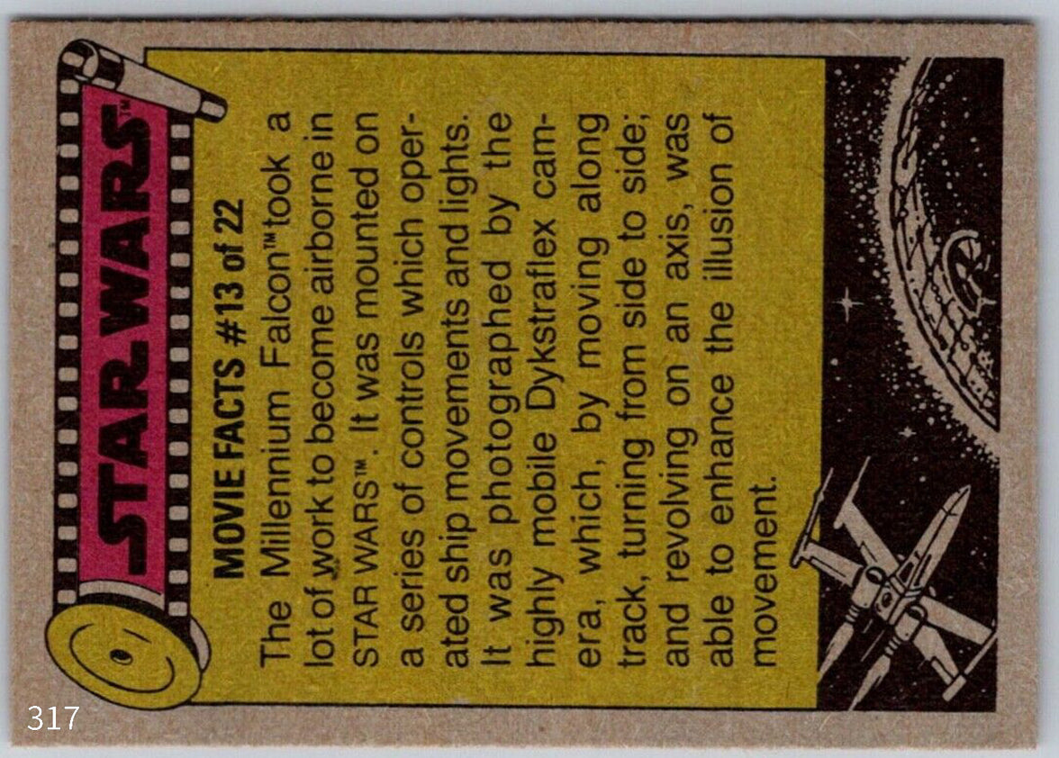 1977 TOPPS STAR WARS Trading Cards Orange Series 4 Movie Facts #13 Millenium Falcon card by Go Figment