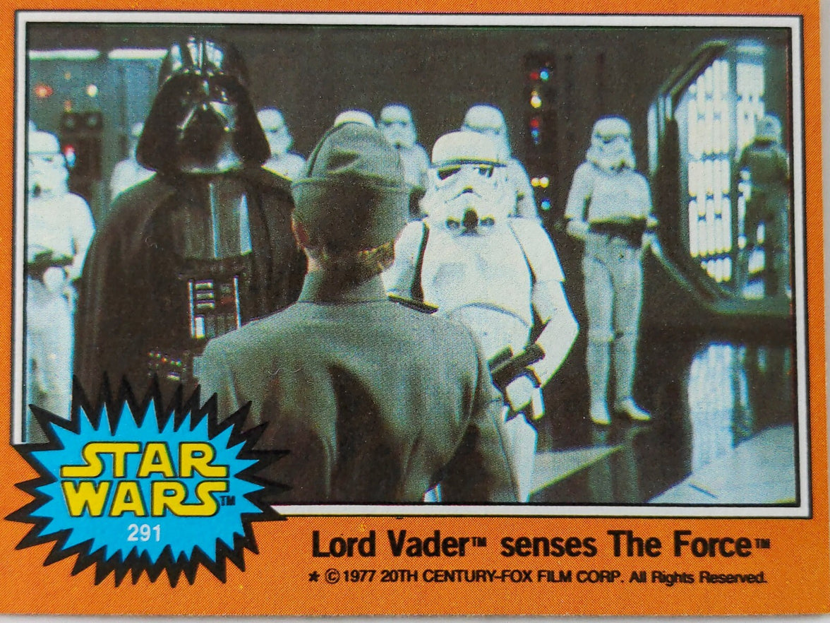 1977 TOPPS STAR WARS Trading Card Orange Series 4 Lord Vader senses The Force Go Figment