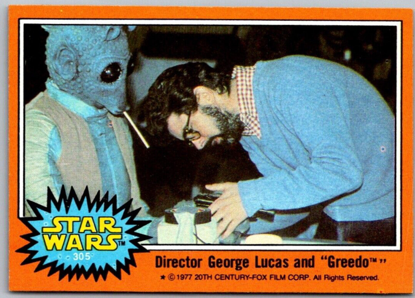 1977 TOPPS STAR WARS Trading Card #305 Director George Lucas and Greedo by Go Figment