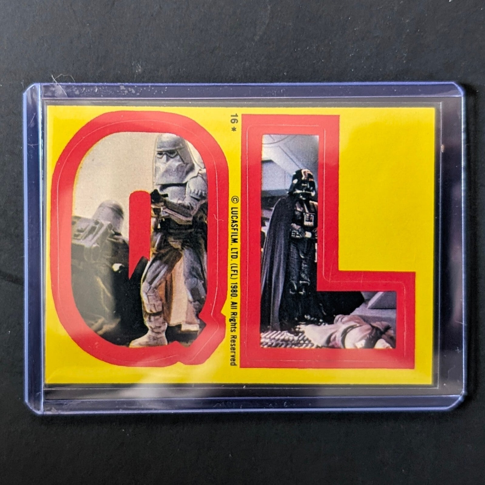 1980 TOPPS Empire Strikes Back sticker card "QL" featuring stormtroopers and Darth Vader by Go Figment